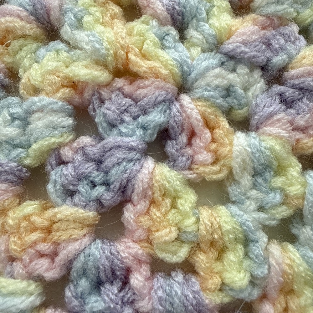 Handmade Crochet C2C Pastel Baby Afghan Blanket Soft Rainbow Sherbet 90s‎ 38x38"